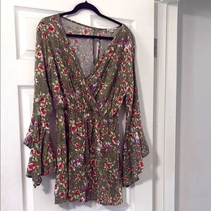 Charlotte Russe Spring Floral Flared Sleeve Dress